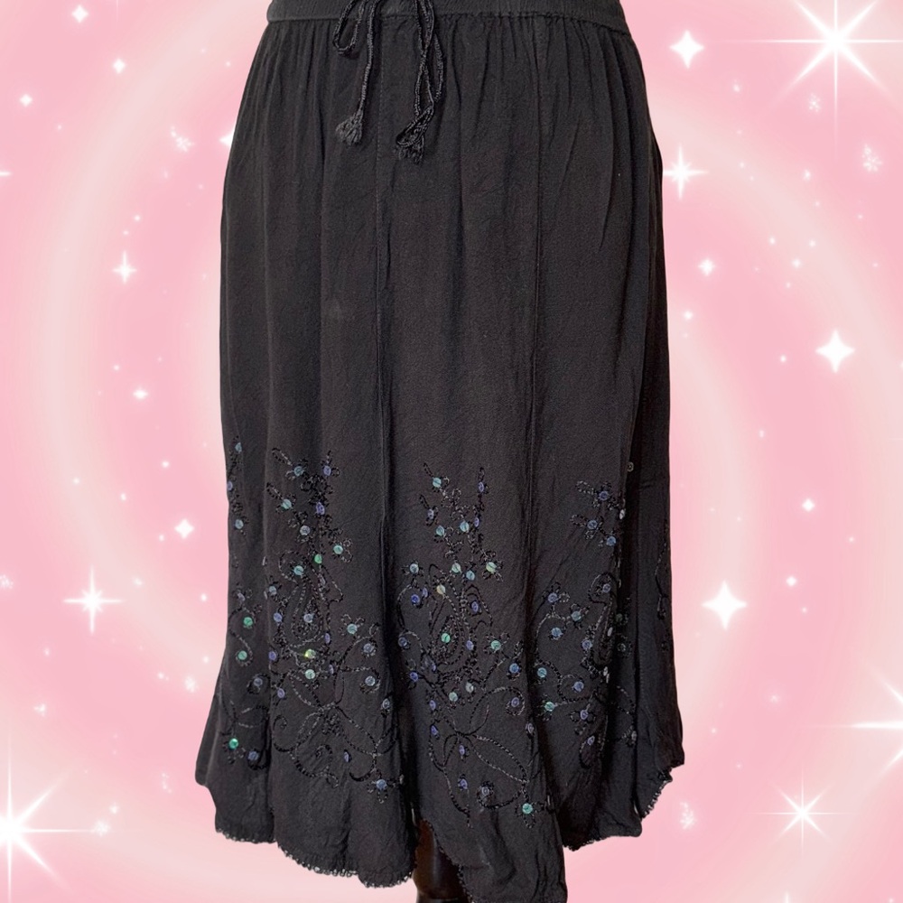 Elegant Black Embroidered Skirt